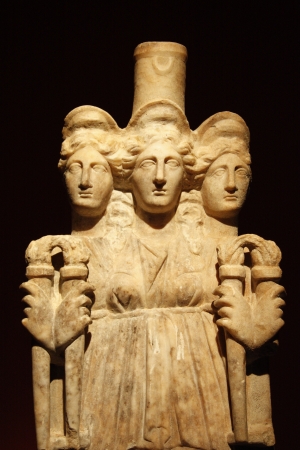 Hecate goddess marble antique sculpture in Archaeological Museum of Antalya, Turkeyのeditorial素材