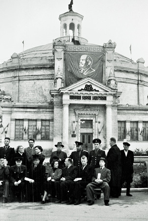 Group of people at Sevastopol defense panorama, 1950s, Sevastopol, Soviet Unionのeditorial素材