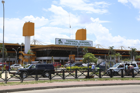 BOLIVIA, SANTA CRUZ DE LA SIERRA, 21 JANUARY 2017 - Terminal Bimodal Santa Cruz de la Sierra - central bus and train station of Santa Cruz de la Sierra in Boliviaのeditorial素材