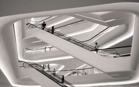 people are moving on escalatorのeditorial素材