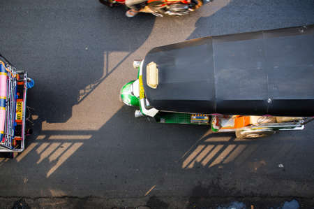 tuk tuk in thailand top viewのeditorial素材