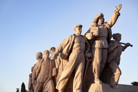 Statue of the workers in Tiananmen Squareのeditorial素材