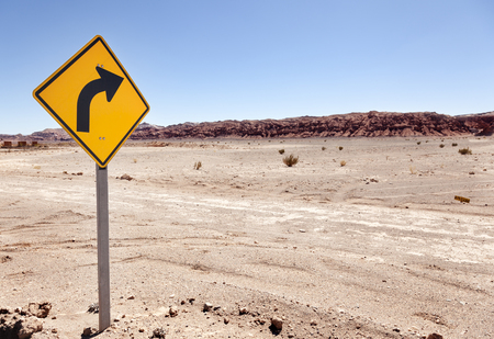 Road between hills in the Atacama desert in Chileの写真素材