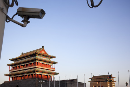 surveillance cameras in the Tiananmen Squareのeditorial素材