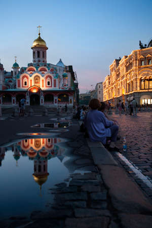 Moscow, Russia-July 20, 2010. Dozens of travelers, walk through Red Square in Moscow and a chance to...