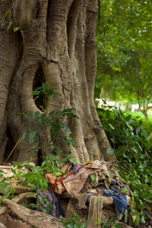 Clothes of murdered in the extermination camp of Choeung Ek. Cambodiaの写真素材