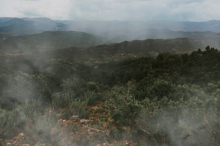 Rain on the horizon. Way to La Caixa from Beceiteの写真素材