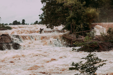 Overflow of a river in Laosの写真素材