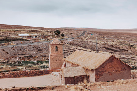 Church in a little village of Atacama desertの写真素材
