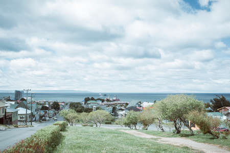 Panoramic of Sand Point. Patagonia. South of Chileの写真素材