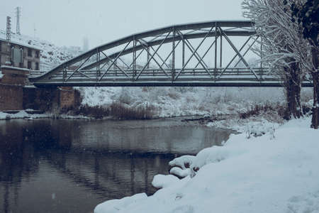 The storm Filomena affects several places in Spain, especially the province of Teruel where many inches of snow have fallenの写真素材