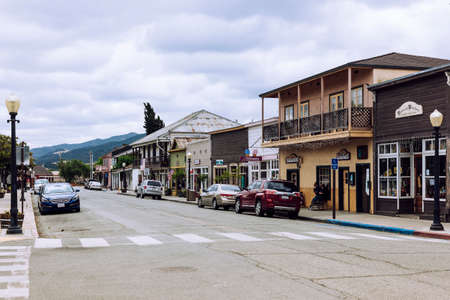 California, USA-June 12, 2017: Street and Houses in San Benito County in a cloudy dayのeditorial素材