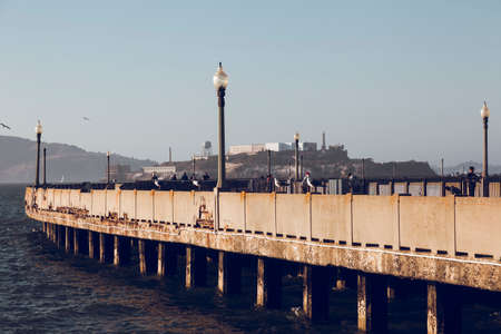 San Francisco, USA-June 22, 2017: Many tourists visiting the Alcatraz jail in San Francisco bay. Californiaのeditorial素材