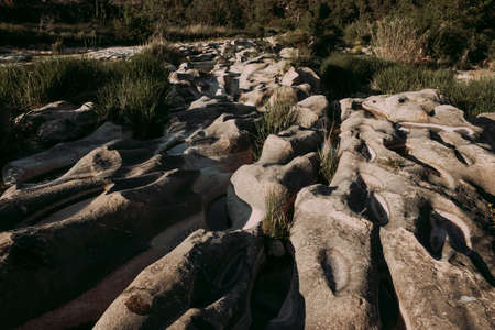 Algars riverbed. Natural border between Aragon and Cataloniaの写真素材