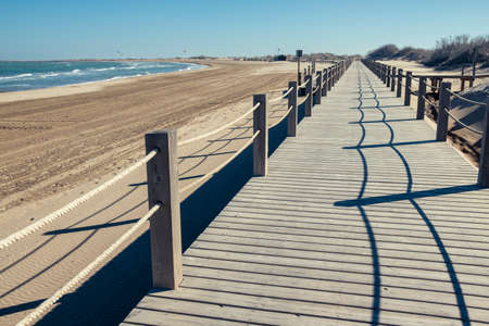 Shadow of Hide to watch birds to Natural Park of the mouth of the Ebro River in the Mediterranean Seaの写真素材