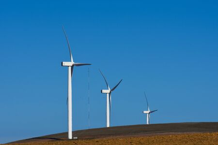 Wind Power Turbines On Hilltop Sustainable Energy, Western Cape, South Africa
