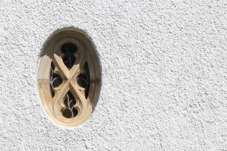 Wall With Oval Ornate Stone & Lead Glass Window, Mossel Bay, South Africa