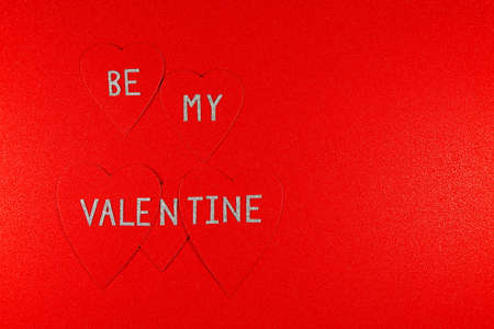 Be My Valentine Red Hearts On Full Red Backgroundの写真素材