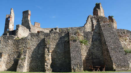 walls of boskovice castle, view from the castle groundsの写真素材