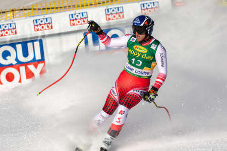 Matthias Mayer of Austria winner of the Men's World Cup Alpine Super-G Race in Lake Louise, Alberta, Canada, December 01, 2019.のeditorial素材