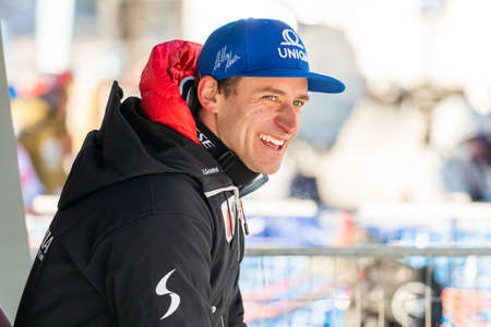 Matthias Mayer of Austria winner of the Men's World Cup Alpine Super-G Race in Lake Louise, Alberta, Canada, December 01, 2019.のeditorial素材
