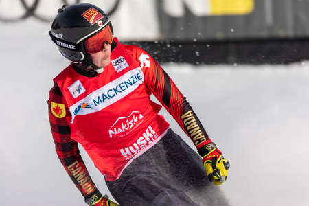 Marielle Thompson of Canada at the Women's Audi FIS Ski Cross World Cup Race in Nakiska, Alberta, Canada, January 18, 2020.のeditorial素材
