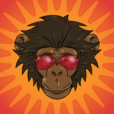 funny cartoon  monkey with glasses.のイラスト素材