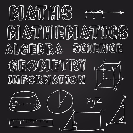 Vector pattern with sketchy science symbols on a copybook paperのイラスト素材