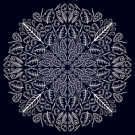 Mandala. ethnic round Indian Ornament Pattern on a black backgroundのイラスト素材