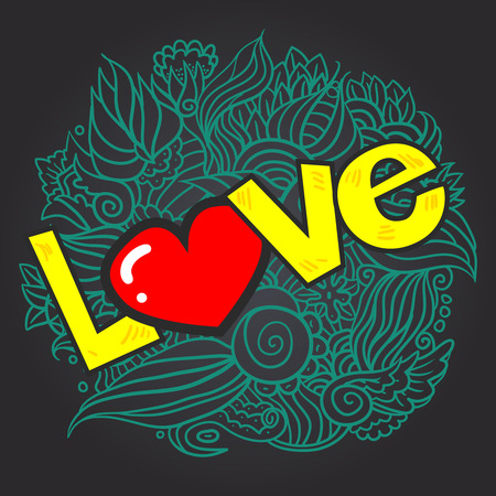 Hand-Drawn Valentine's Day Love You Sketchy Notebook Doodles Lettering and 3D Heart Shapes on Lined Paper Illustrationのイラスト素材