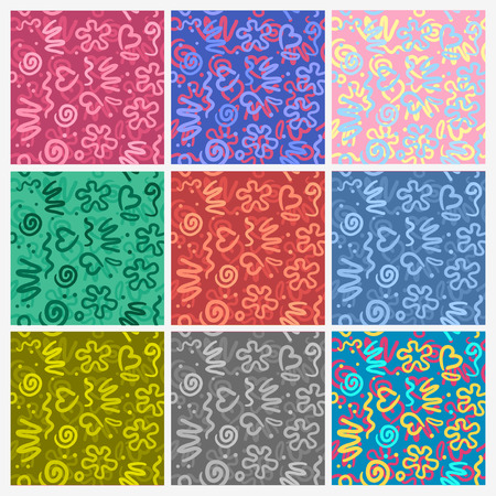 abstract background pattern with different elements brushstrokeのイラスト素材