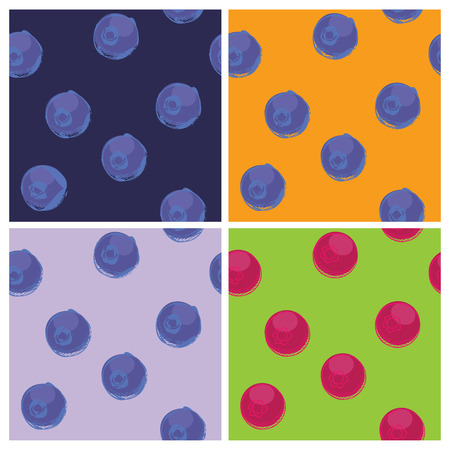 Set of  background pattern with blueberries on different colorsのイラスト素材
