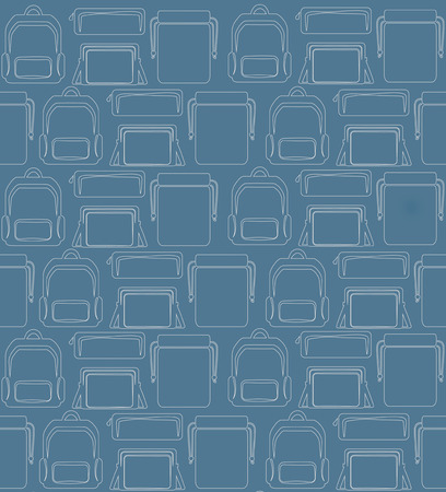 doodle school pattern with a dark outline backpacks and bagsのイラスト素材