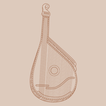 graphics musical instrument bandura outline on a beige backgroundのイラスト素材