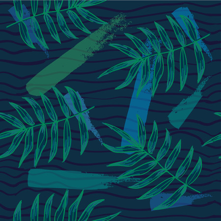 floral plants pattern. tropical leaves seamless background.