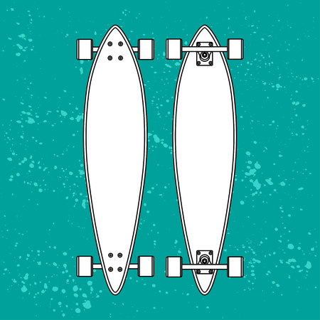 cartoon contour Longskate skateboard on Blob doted background.のイラスト素材