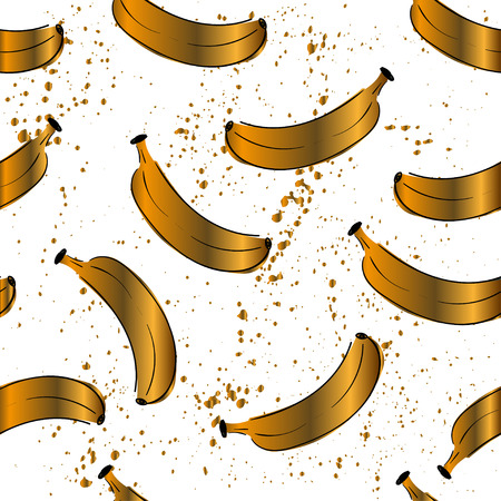 Bunch of yellow bananas pattern on gold backgroundのイラスト素材