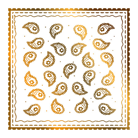 Golden Paisley Bandana simple pattern for textile printingのイラスト素材