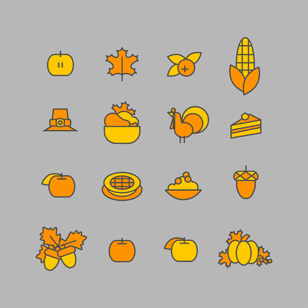 Set of abstract thanksgiving day icon. holiday symbols.のイラスト素材