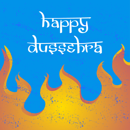Text and gradient fire. Postcard for holiday in India. Happy Dussehra.のイラスト素材