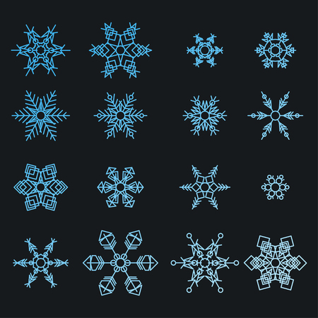 Set of snowflakes abstract isolation, winter element for design.の写真素材