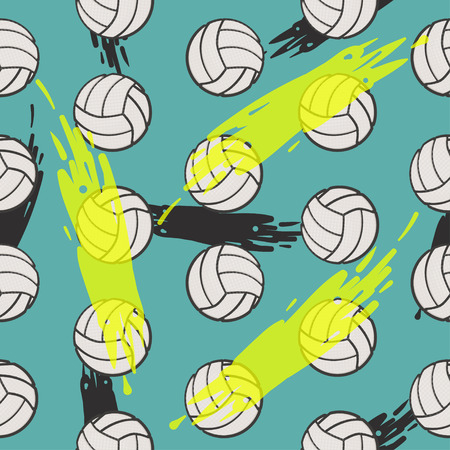 Volleyball seamless pattern for boy. Sports balls on background.のイラスト素材