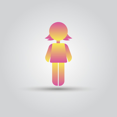 Icon pink stick figure female women or girl.のイラスト素材