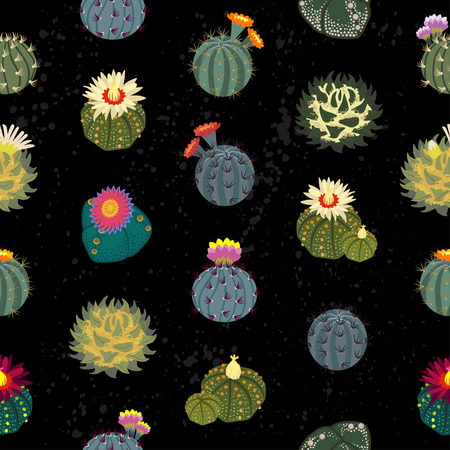 Simmple seamless pattern Cactus on black background.のイラスト素材