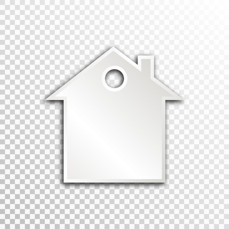 Empty white paper plate base for text. Simple house form card on transparent background.のイラスト素材