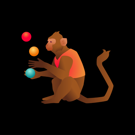 Circus trained wild animals performance isolated on black. Gradient styleの写真素材