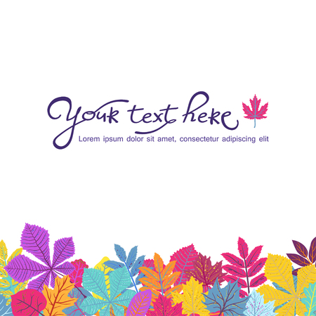 Bright frame with leaves and place for your text. ECO autumn Nature wallpaper. BIO designのイラスト素材