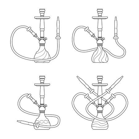 Set of icon Smoking Hookahs Isolated On White Background for your designのイラスト素材