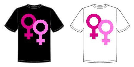 Vector print for t-shirt with bright Pride lgbt rainbow color female lesbian symbol.のイラスト素材