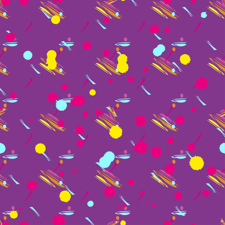 Abstract seamless vector pattern for girls, boys, clothes. Creative background with dots, geometric figures Funny wallpaper for textile and fabric. Fashion style. Colorful brightのイラスト素材